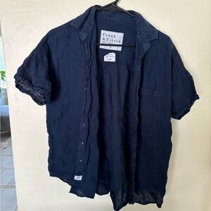Frank & Eileen Navy Blue Linen “Rose” Shirt